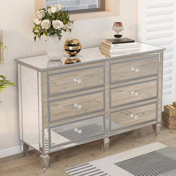 Rosdorf Park Mirrored Dresser With 6 Drawers Wayfair